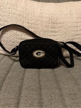 Vera Bradley Black Quilted Crossbody Green Bay Packers NFL Football Stadium Bag